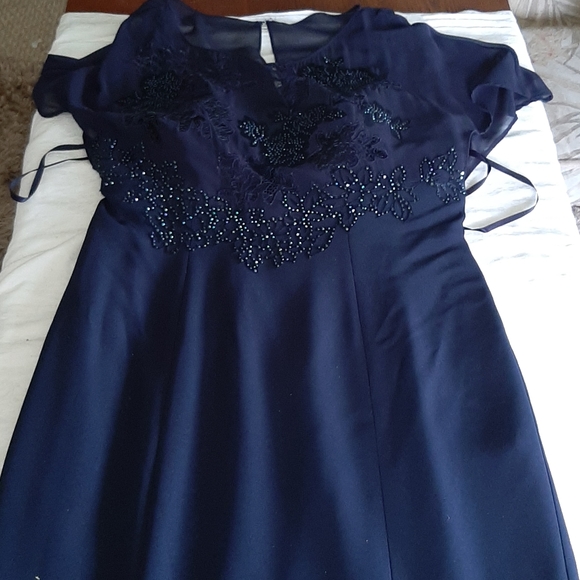 MUSANI Trumpet Navy Blue Gown Size 42 - Picture 2 of 5